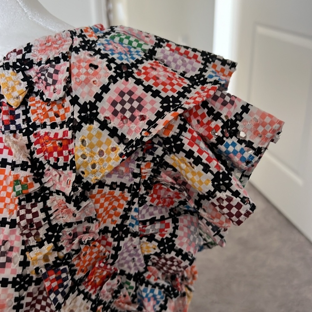 NWT Maeve Anthropologie Granny Square Pattern shirt M - Picture 6 of 11